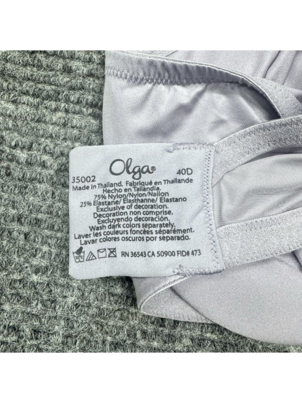 Olga Bra 40D Signature Support Satin Underwire Full Coverage Unlined Lilac 35002 - Picture 4 of 6